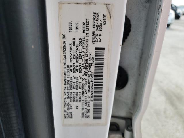 5TEGN92N94Z455223 - 2004 TOYOTA TACOMA DOUBLE CAB PRERUNNER WHITE photo 12
