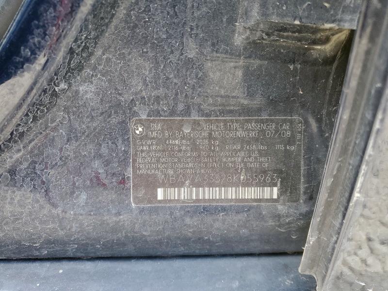 WBAVA33528K055963 - 2008 BMW 3 SERIES I ლურჯი ფოტო 12