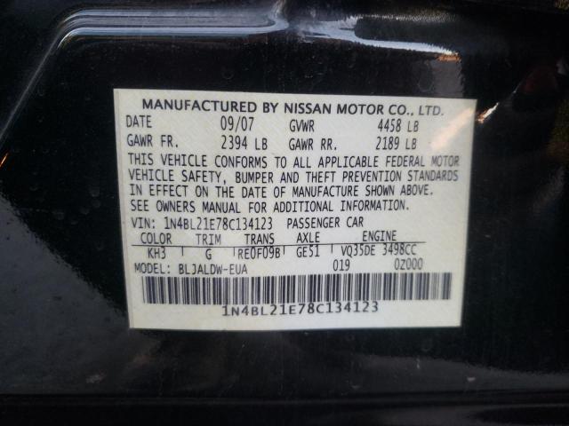 1N4BL21E78C134123 - 2008 NISSAN ALTIMA 3.5SE BLACK photo 10