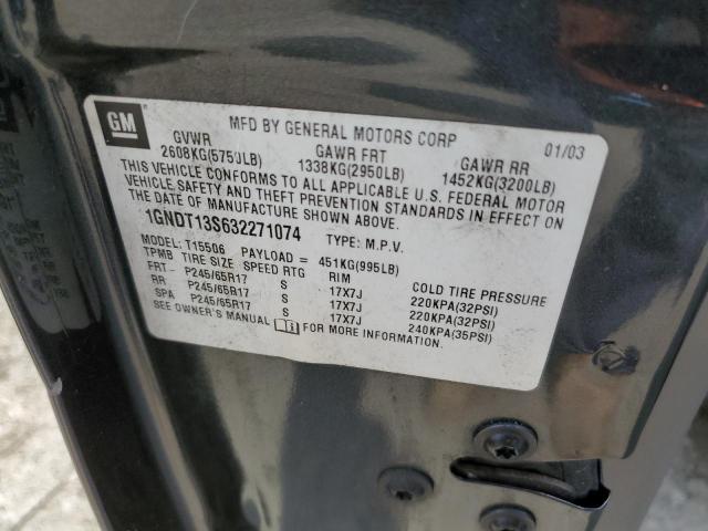 1GNDT13S632271074 - 2003 CHEVROLET TRAILBLAZE GRAY photo 13