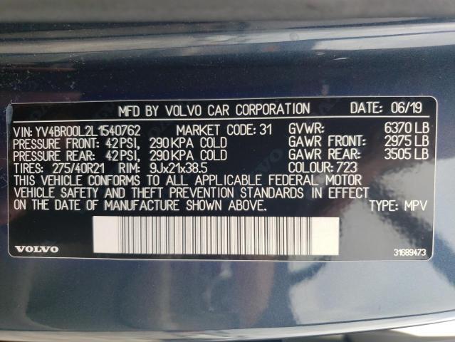 YV4BR00L2L1540762 - 2020 VOLVO XC90 T8 INSCRIPTION BLUE photo 13