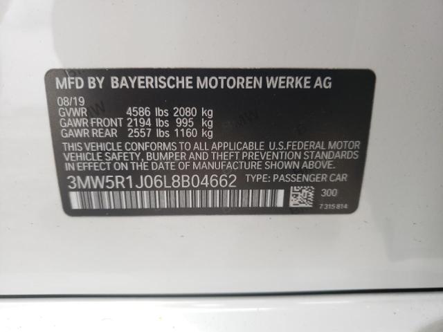 3MW5R1J06L8B04662 - 2020 BMW 330I WHITE photo 12
