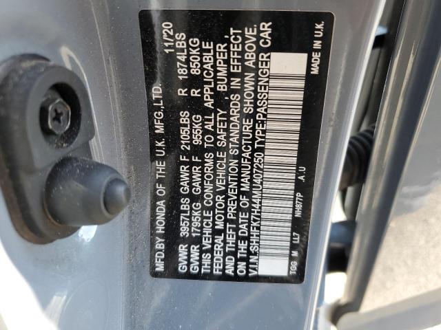 SHHFK7H44MU407250 - 2021 HONDA CIVIC SPORT 灰色 照片 12