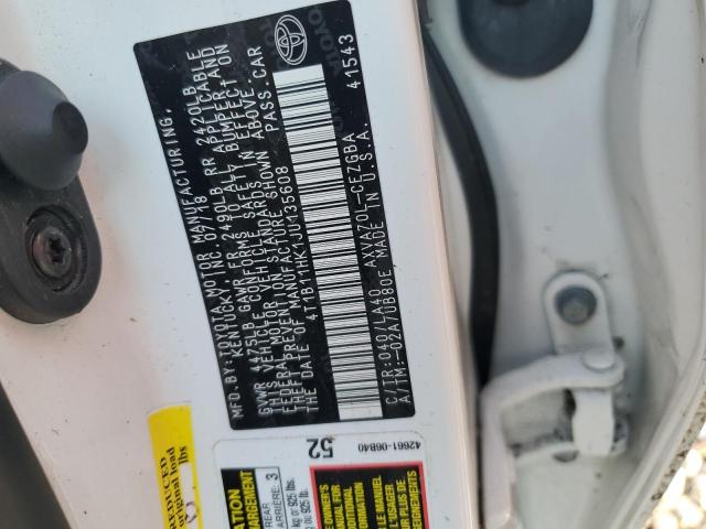 4T1B11HK1JU135608 - 2018 TOYOTA CAMRY L 白色 照片 13