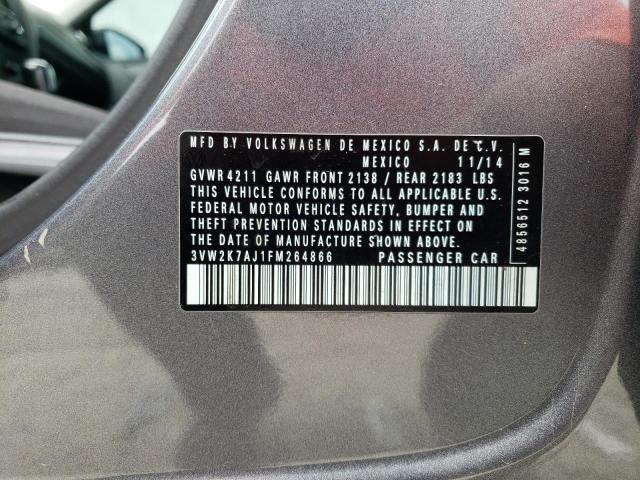 3VW2K7AJ1FM264866 - 2015 VOLKSWAGEN JETTA BASE 灰色 照片 12
