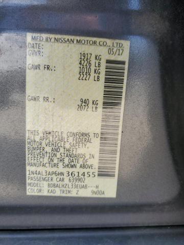 1N4AL3AP6HN361455 - 2017 NISSAN ALTIMA 2.5 GRAY photo 12