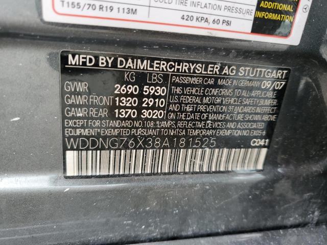 WDDNG76X38A181525 - 2008 MERCEDES-BENZ S 600 GRAY photo 12