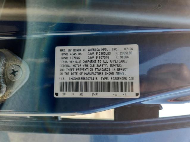 1HGCM66556A071416 - 2006 HONDA ACCORD EX BLUE photo 12