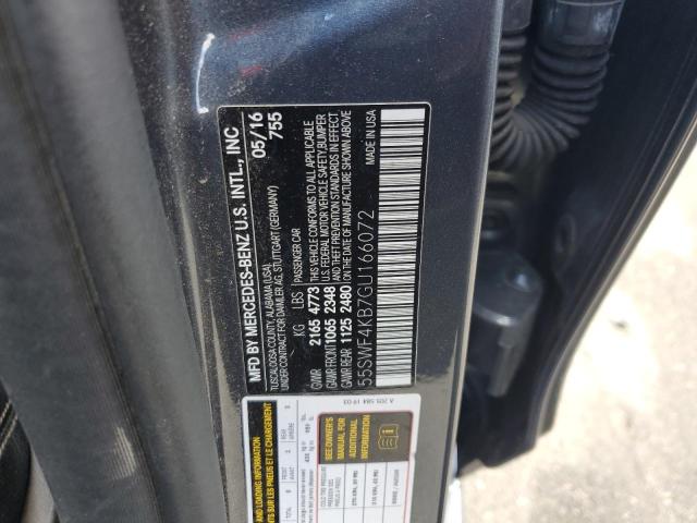 55SWF4KB7GU166072 - 2016 MERCEDES-BENZ C 300 4MATIC GRAY photo 12