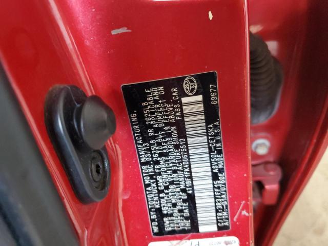 4T1BF1FK4DU675513 - 2013 TOYOTA CAMRY L RED photo 12