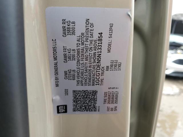 1GCGTDEN5N1331854 - 2022 CHEVROLET COLORADO Z71 TAN photo 12