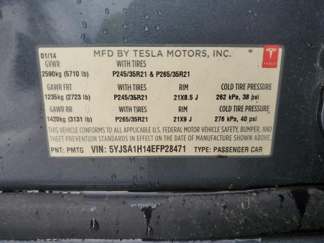 5YJSA1H14EFP28471 - 2014 TESLA MODEL S Գրաֆիտ լուսանկար 12