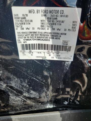 1FMSK7DH3MGA26953 - 2021 FORD EXPLORER XLT Schwarz Foto 13