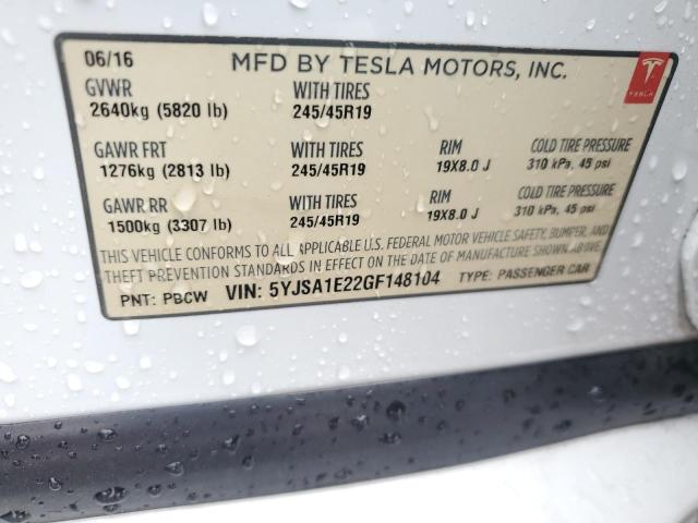 5YJSA1E22GF148104 - 2016 TESLA MODEL S Ağ foto 12