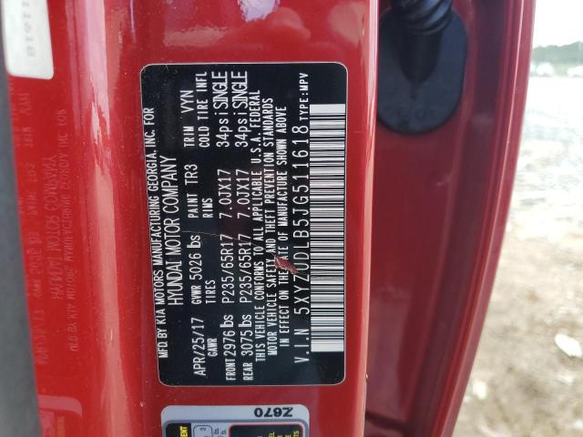 5XYZUDLB5JG511618 - 2018 HYUNDAI SANTA FE S RED photo 12