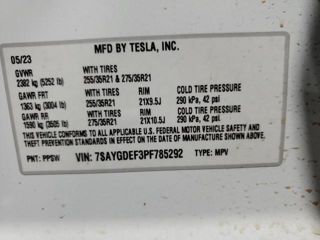 7SAYGDEF3PF785292 - 2023 TESLA MODEL Y თეთრი ფოტო 13