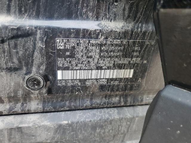 2T3RWRFV2KW007625 - 2019 TOYOTA RAV4 XLE Qara foto 12