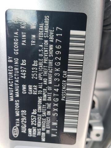 5XXGT4L33KG296717 - 2019 KIA OPTIMA LX ვერცხლისფერი ფოტო 12