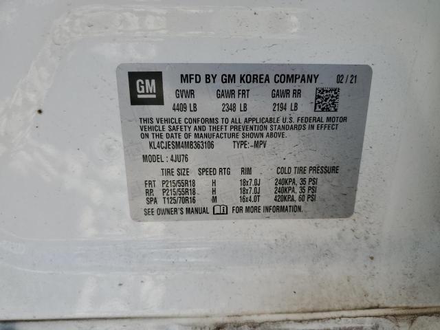 KL4CJESM4MB363106 - 2021 BUICK ENCORE PREFERRED თეთრი ფოტო 14