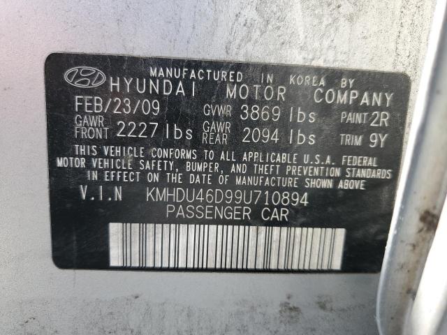 KMHDU46D99U710894 - 2009 HYUNDAI ELANTRA GLS SILVER photo 12