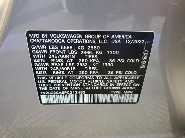 1V2LC2CA6PC213482 - 2023 VOLKSWAGEN ATLAS CROS SE SILVER photo 13