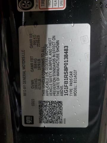 1G1FB1RS8P0138483 - 2023 CHEVROLET CAMARO LS BLACK photo 12