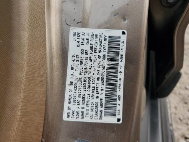 SHSRD78814U230886 - 2004 HONDA CR-V EX TAN photo 13