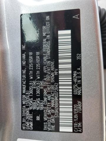 5TDHZRBH9MS072642 - 2021 TOYOTA HIGHLANDER XLE Gümüş foto 13