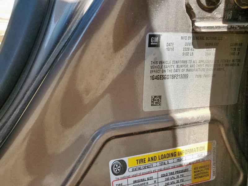 1G4GE5GD7BF213089 - 2011 BUICK LACROSSE CXS GRAY photo 12