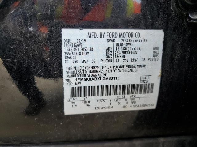 1FM5K8ABXLGA83118 - 2020 FORD EXPLORER POLICE INTERCEPTOR 黑色 照片 13