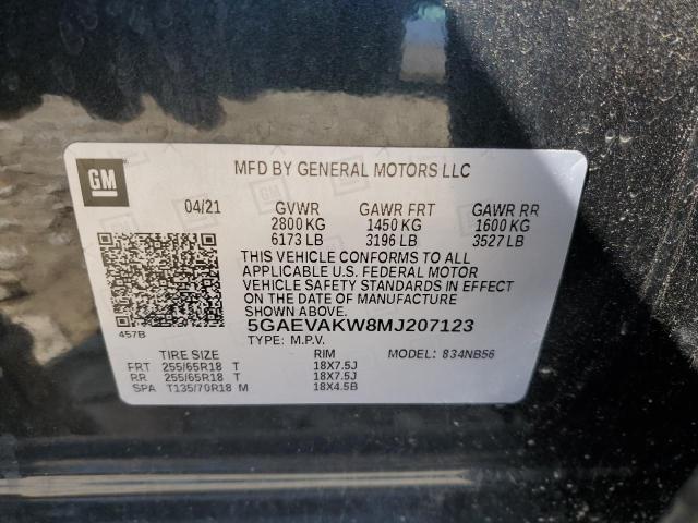 5GAEVAKW8MJ207123 - 2021 BUICK ENCLAVE ESSENCE 黑色 照片 13