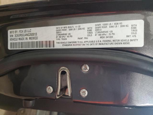 3C6UR5DJ4NG263013 - 2022 RAM 2500 BIG HORN/LONE STAR CHARCOAL photo 12