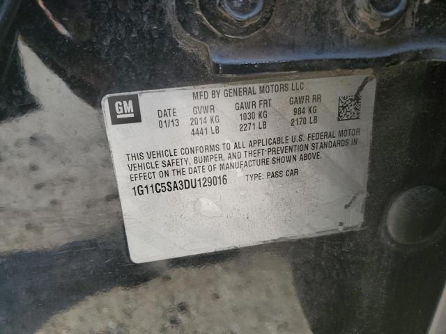 1G11C5SA3DU129016 - 2013 CHEVROLET MALIBU 1LT BLACK photo 12