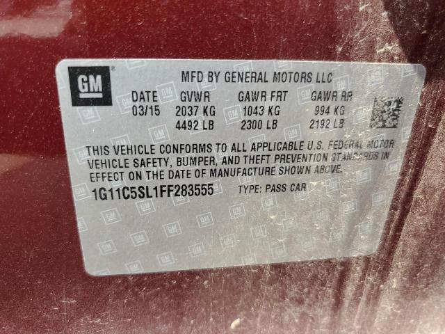 1G11C5SL1FF283555 - 2015 CHEVROLET MALIBU 1LT Tünd qırmızı foto 13