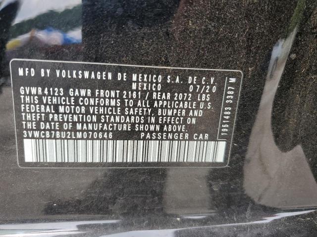 3VWCB7BU2LM070646 - 2020 VOLKSWAGEN JETTA S BLACK photo 12