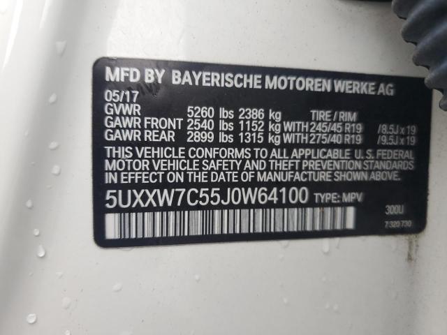 5UXXW7C55J0W64100 - 2018 BMW X4 XDRIVEM40I WHITE photo 13
