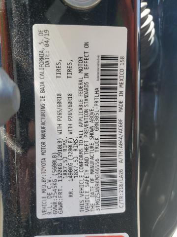 3TMGZ5AN9KM246556 - 2019 TOYOTA TACOMA DOUBLE CAB Чорний фото 12