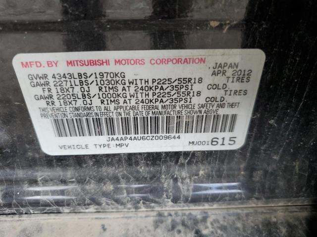 JA4AP4AU6CZ009644 - 2012 MITSUBISHI OUTLANDER SE BLACK photo 14
