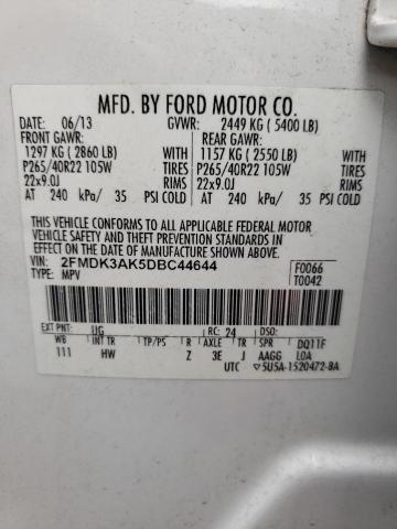 2FMDK3AK5DBC44644 - 2013 FORD EDGE SPORT WHITE photo 13