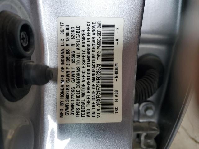 19XFC1F72HE022578 - 2017 HONDA CIVIC EXL Күміс фото 13