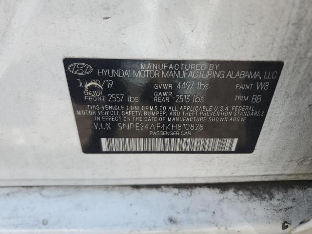 5NPE24AF4KH810828 - 2019 HYUNDAI SONATA SE WHITE photo 12