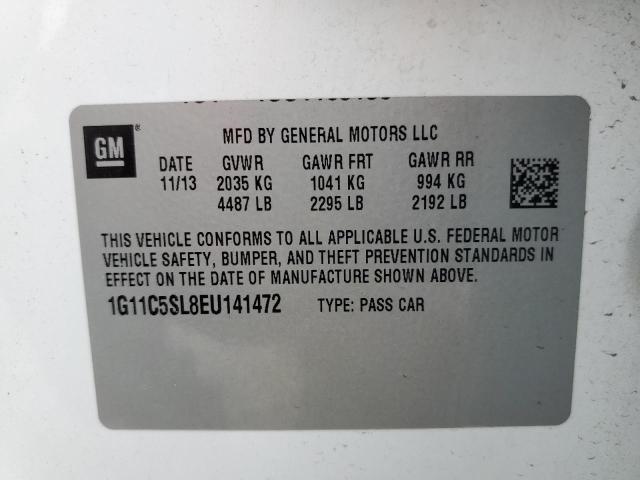 1G11C5SL8EU141472 - 2014 CHEVROLET MALIBU 1LT WHITE photo 12