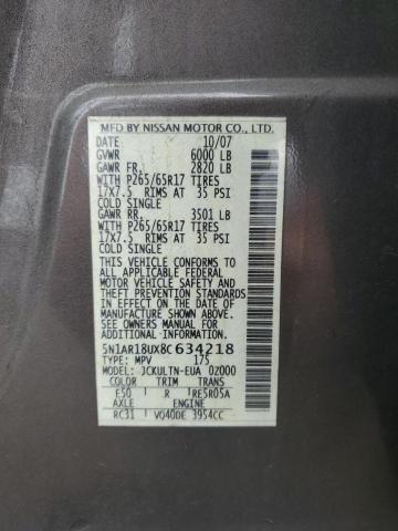 5N1AR18UX8C634218 - 2008 NISSAN PATHFINDER S BROWN photo 13