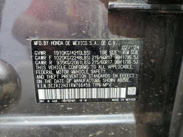 3CZRZ2H31RM766458 - 2024 HONDA HR-V LX GRAY photo 13