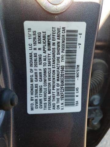 19XFC2F84KE201940 - 2019 HONDA CIVIC SPORT Boz foto 12