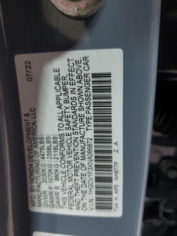 1HGCV1F3XNA066872 - 2022 HONDA ACCORD SPORT BLUE photo 13