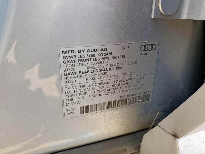 WA1BNAFY8J2138026 - 2018 AUDI Q5 PREMIUM PLUS 银色 照片 13