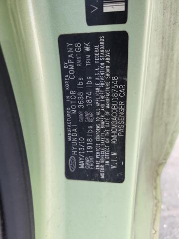KMHCM3AC0BU187548 - 2011 HYUNDAI ACCENT GL 绿色 照片 13