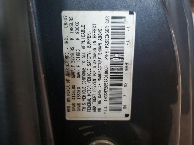 1HGCM72657A018608 - 2007 HONDA ACCORD EX GRAY photo 12