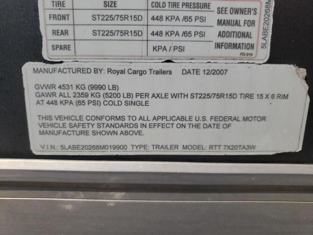 5LABE20268M019900 - 2008 UTILITY TRAILER Boz foto 10